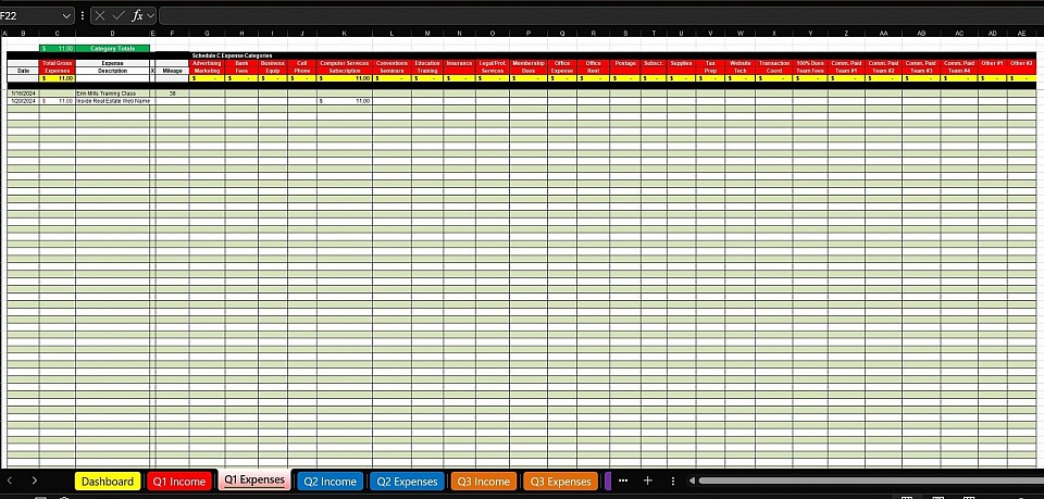 Microsoft Excell Sheet with multiple tabs