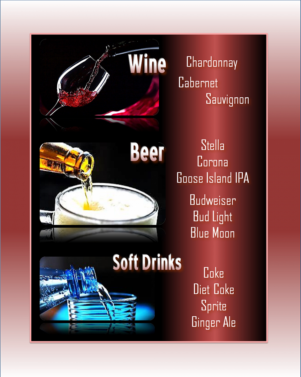 Bar Menu Created with Microsoft Excel Spreadsheet